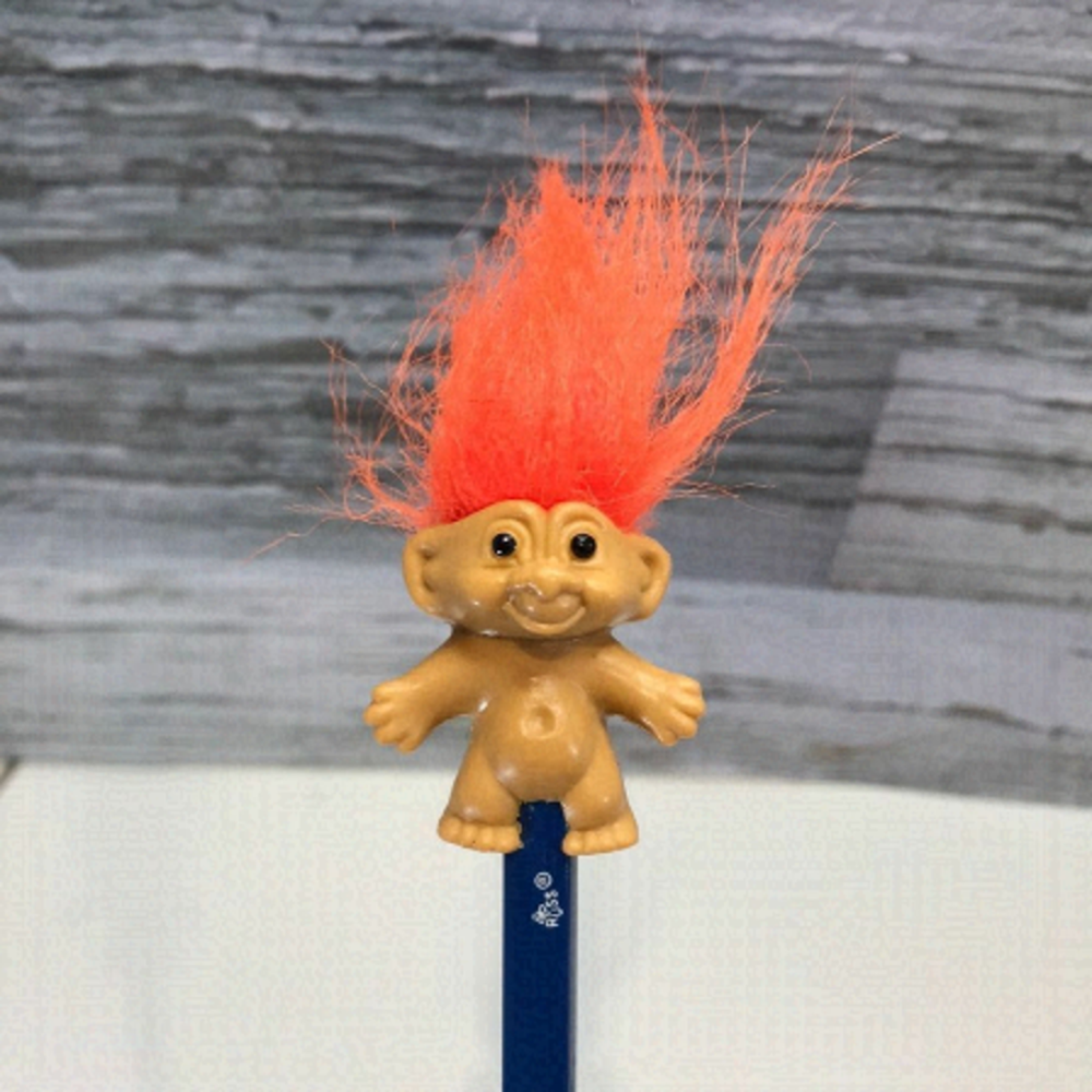 𝅺russ Trolls Vintage Pencils Toppers Orange Hair New Old Stock